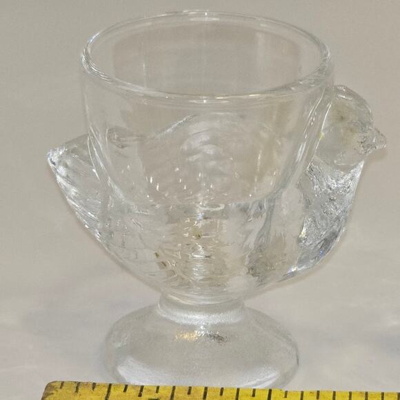 Vintage Luminarc Clear Glass Set of 2 Chicken/Hen Egg Cup no chips or cracks - Picture 2 of 5